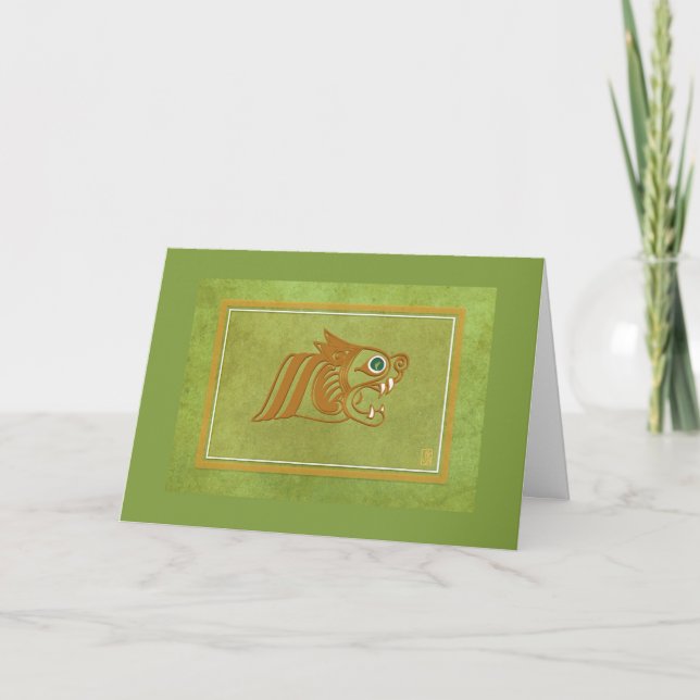 Celtic Green Blank Personalise Greeting Card (Front)