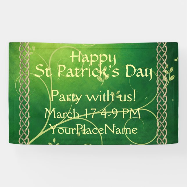 Celtic Green Knots & Leaves Banner (Horizontal)