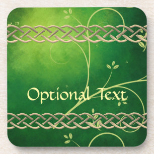 Celtic Green Knots & Leaves Coaster