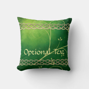 Celtic Green Knots & Leaves Cushion