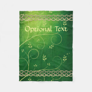 Celtic Green Knots & Leaves Fleece Blanket