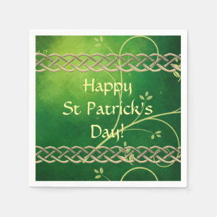 Celtic Green Knots & Leaves Napkin