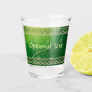 Celtic Green Knots & Leaves Shot Glass