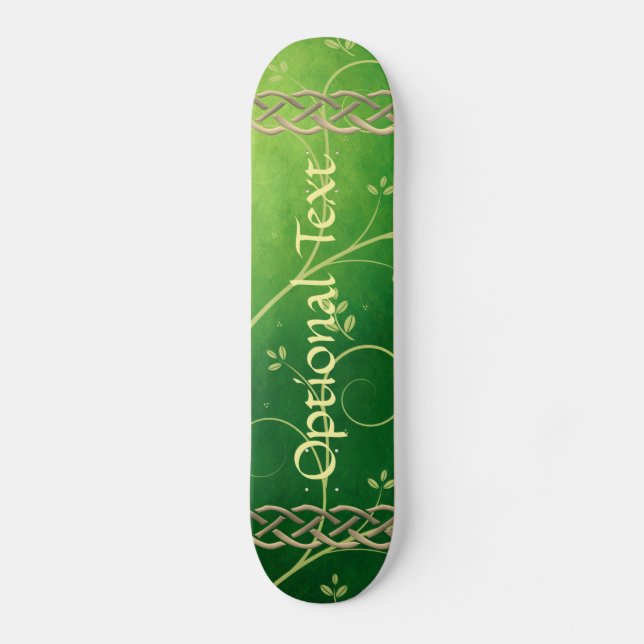 Celtic Green Knots & Leaves  Skateboard (Front)