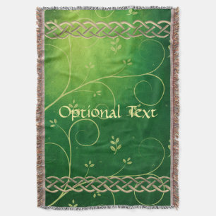 Celtic Green Knots & Leaves Throw Blanket