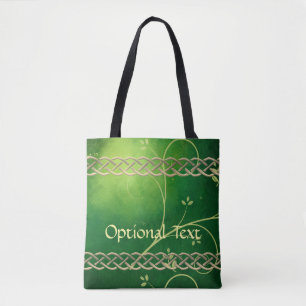 Celtic Green Knots & Leaves Tote Bag