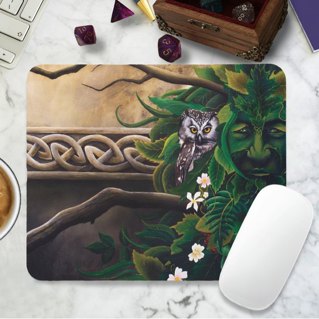 Celtic Green Man Owl Mouse Mat (Creator Uploaded)