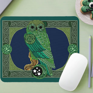 Celtic Green Owl Mouse Mat