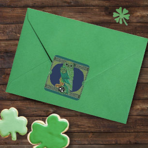 Celtic Green Owl Square Sticker