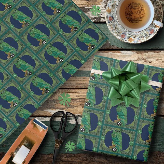 Celtic Green Owl Wrapping Paper (Creator Uploaded)