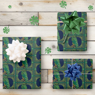 Celtic Green Owl Wrapping Paper Sheet