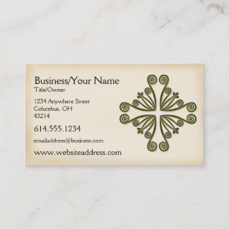 Celtic Green Scrolled Design :: Business Card