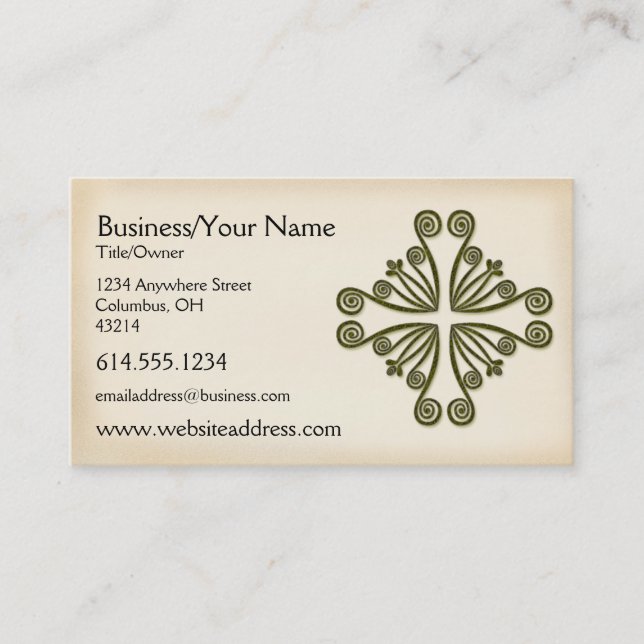 Celtic Green Scrolled Design :: Business Card (Front)