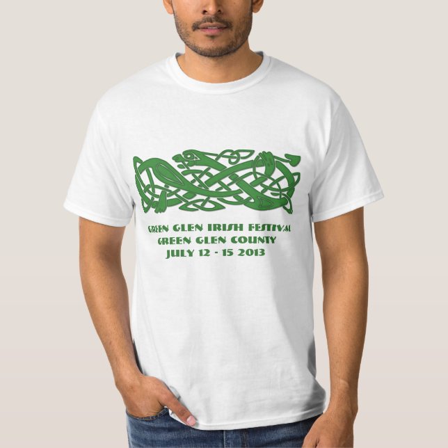 Celtic Green Snake on Irish Festival Light T-Shirt (Front)