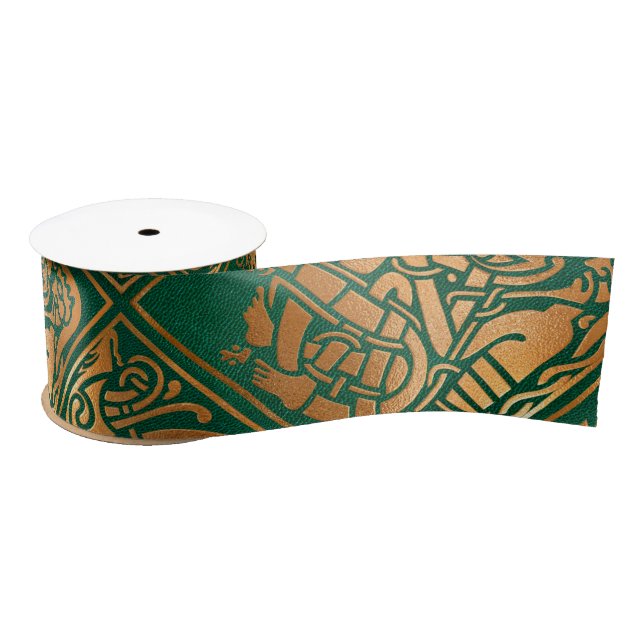 Celtic Green Tribal Art Satin Ribbon (Spool)