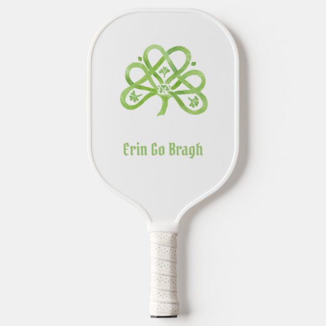 Celtic Green Watercolor Shamrock  Pickleball Paddle (Front)