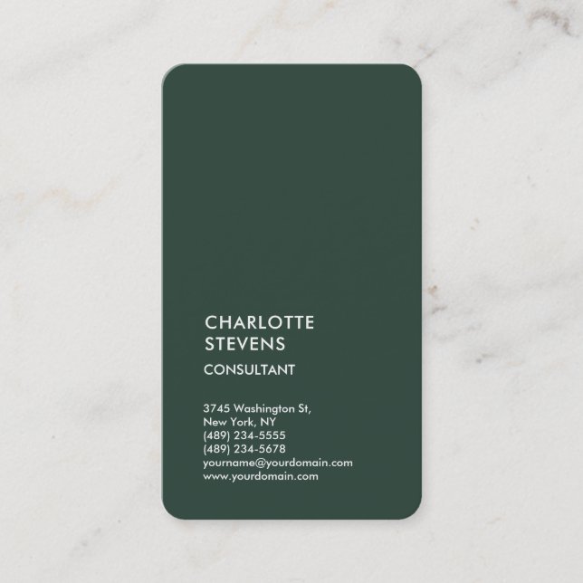 Celtic Greyish Green Minimalist Elegant Simple Business Card (Front)