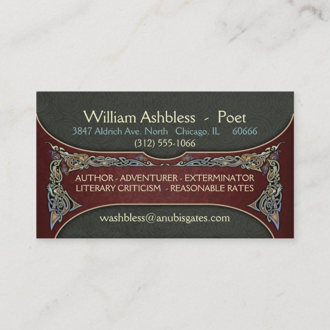 Celtic Gripping Beasts Business Cards (Front)