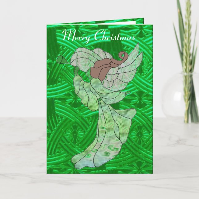 Celtic Guardian Angel in Stained Glass Holiday Card (Front)