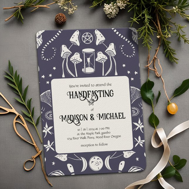 Celtic Handfasting Ceremony Magical Forest Wedding Invitation (Celtic Handfasting ceremony alternative wedding invitations with enchanting forest elements)