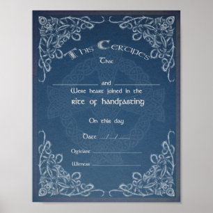 CELTIC HANDFASTING CERTIFICATE - Blue Poster