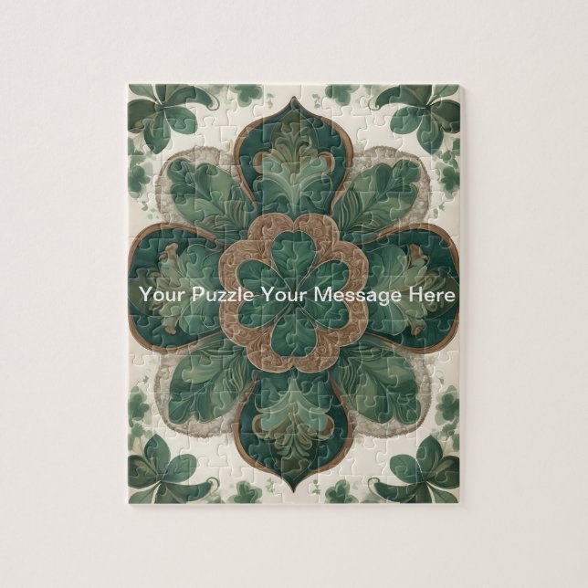 Celtic Harmony: Shamrock Mandala Jigsaw Puzzle (Vertical)