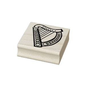 celtic harp art stamp