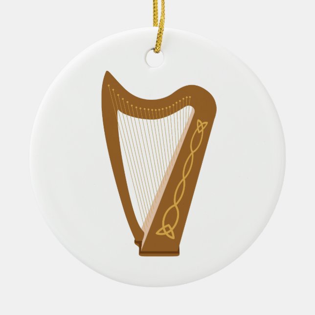 Celtic Harp Ceramic Tree Decoration (Front)