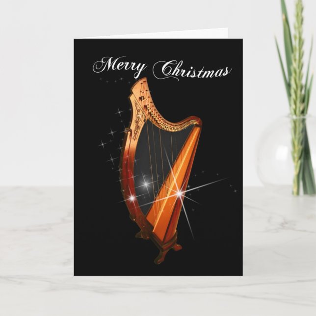 Celtic Harp Christmas Card (Front)