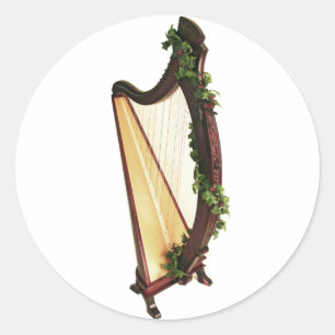 Celtic Harp Christmas Classic Round Sticker