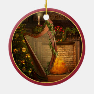 Celtic Harp Christmas Ornament