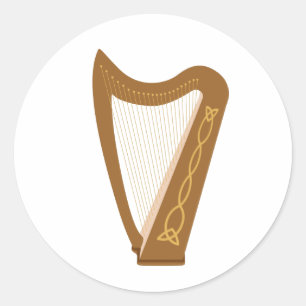 Celtic Harp Classic Round Sticker