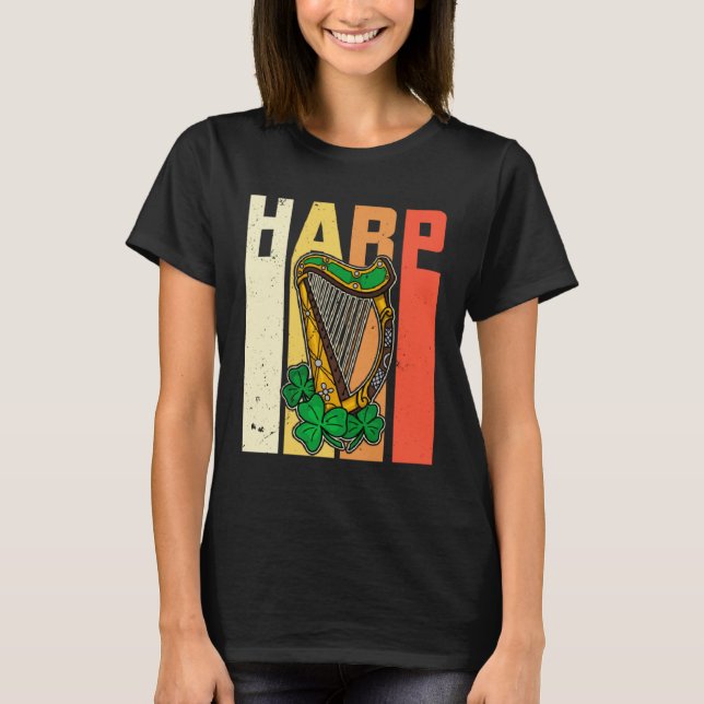 Celtic Harp Instrument Plucked String Harpist Musi T-Shirt (Front)