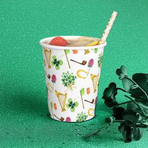 Celtic Harp St. Patrick's Day Pattern  Paper Cups