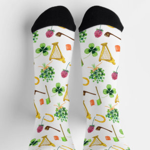 Celtic Harp St. Patrick's Day Pattern  Socks
