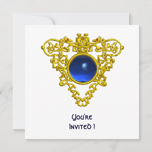 CELTIC HEART  blue sapphire,white Invitation (Front)