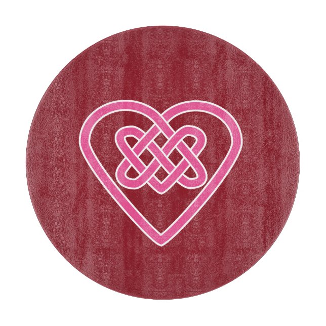 Celtic Heart Cutting Board (Red Background) (Front)