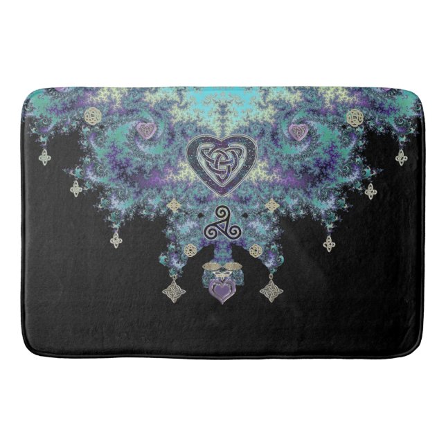 Celtic Heart Fractal Tapestry Bath Mat (Front)
