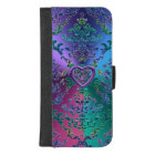 Celtic Heart Knot on Colourful Metallic Damask