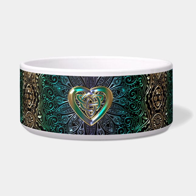 Celtic Heart Mandala In Green and Gold Original (Front)