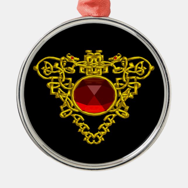 CELTIC HEART ,Red Ruby Metal Tree Decoration (Front)