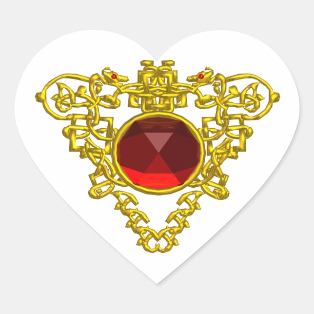 CELTIC HEART ,white Heart Sticker (Front)