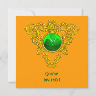 CELTIC HEART WITH SHAMROCK ST PATRICK'S DAY PARTY INVITATION