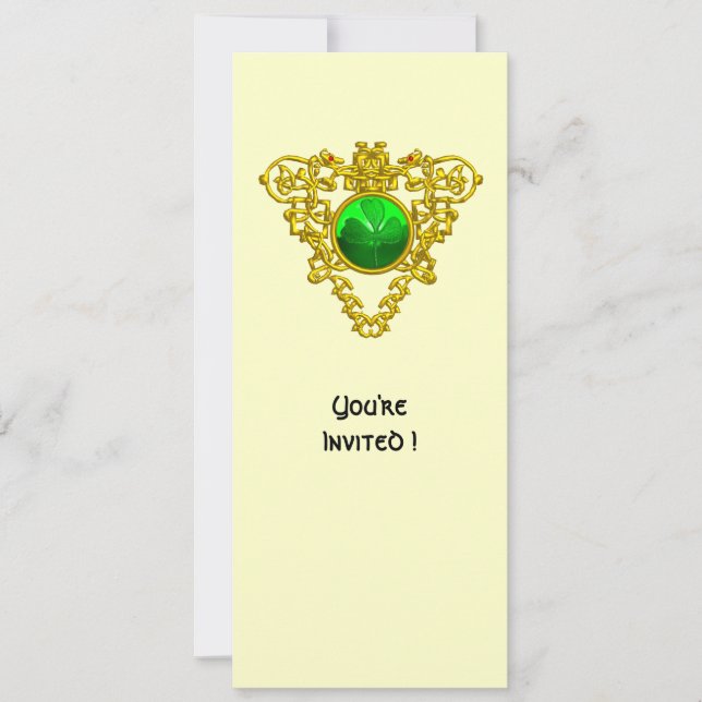 CELTIC HEART WITH SHAMROCK ST PATRICK'S DAY PARTY INVITATION (Front)