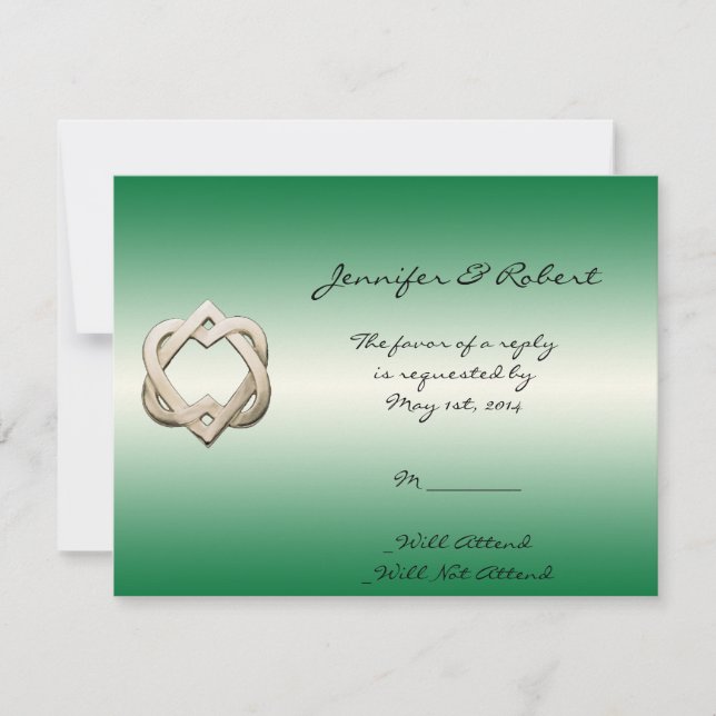 Celtic Hearts on Green Gradient Response Card (Front)