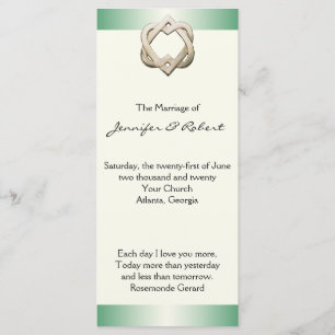Celtic Hearts on Green Gradient Wedding Program Programme