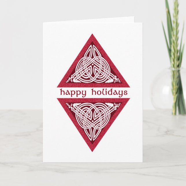 Celtic Holly Birds Greeting Card (Front)