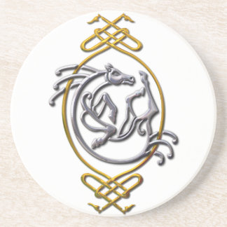Celtic Horse Knotwork - Silver & Gold Coaster