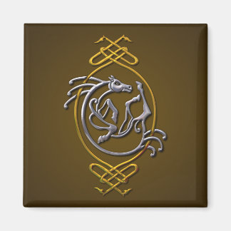 Celtic Horse Knotwork - Silver & Gold Magnet