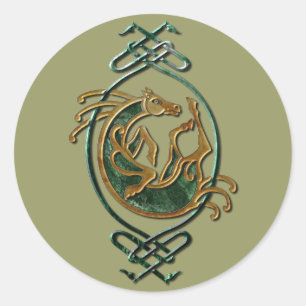 Celtic Horse Knotwork - Stone Classic Round Sticker